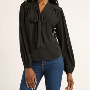 Elegant Black Women's Tie Bow Top